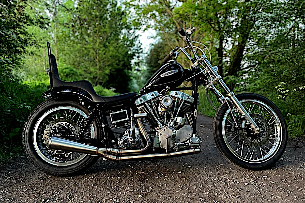 Une Harley-Davidson Early Shovel 1969, préparée chez Leuk Motorcycle.